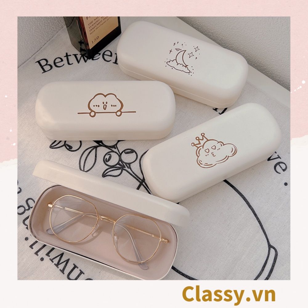  [GIAO HÀNG 7-25 NGÀY]  Classy Hộp đựng mắt kính màu kem, chống sốc, chống trầy xướt PK1568 