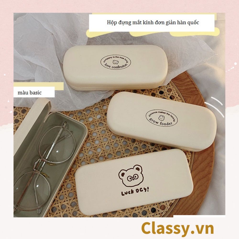  [GIAO HÀNG 7-25 NGÀY]  Classy Hộp đựng mắt kính màu kem, chống sốc, chống trầy xướt PK1568 