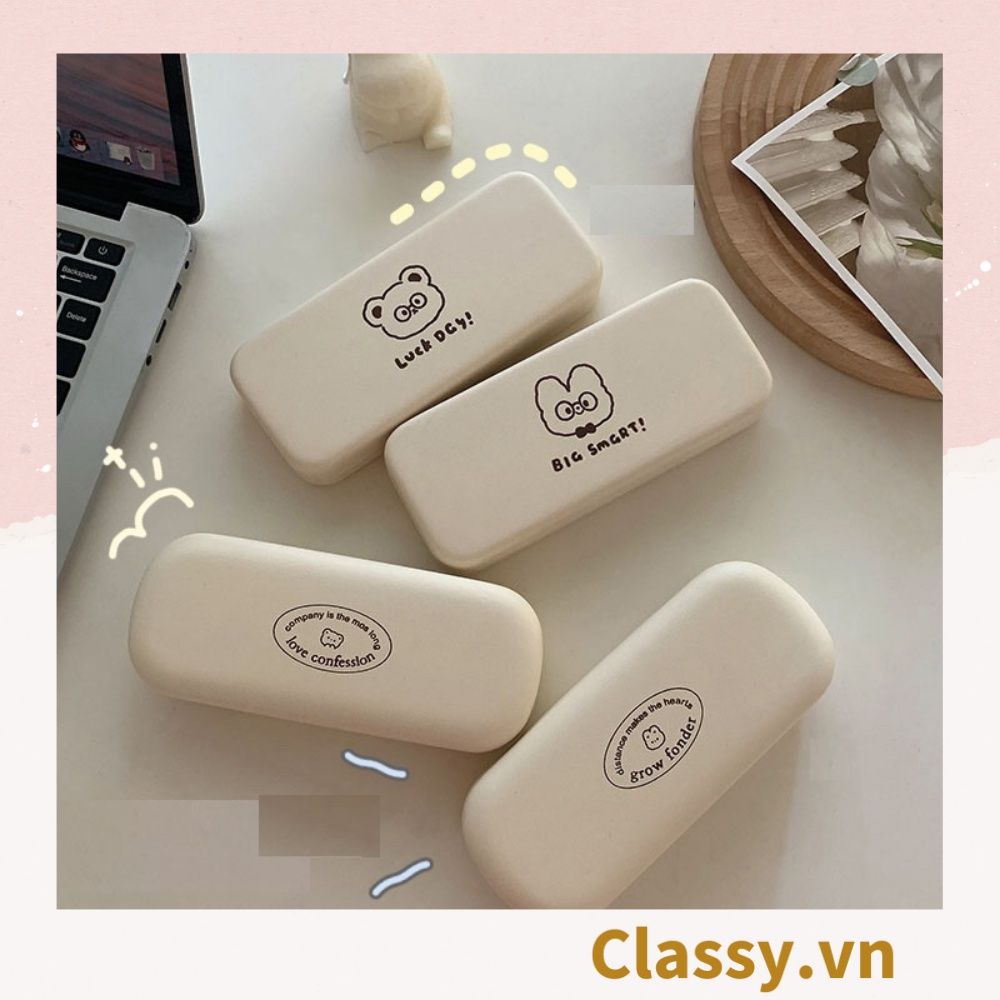  [GIAO HÀNG 7-25 NGÀY]  Classy Hộp đựng mắt kính màu kem, chống sốc, chống trầy xướt PK1568 