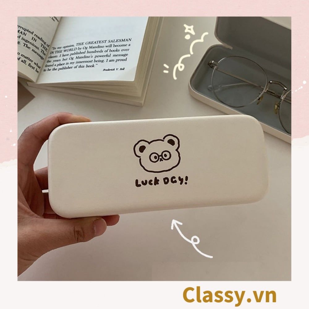  [GIAO HÀNG 7-25 NGÀY]  Classy Hộp đựng mắt kính màu kem, chống sốc, chống trầy xướt PK1568 