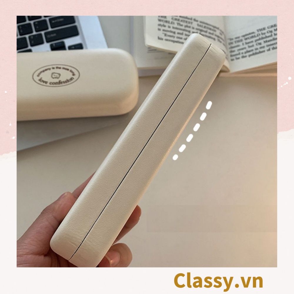  [GIAO HÀNG 7-25 NGÀY]  Classy Hộp đựng mắt kính màu kem, chống sốc, chống trầy xướt PK1568 