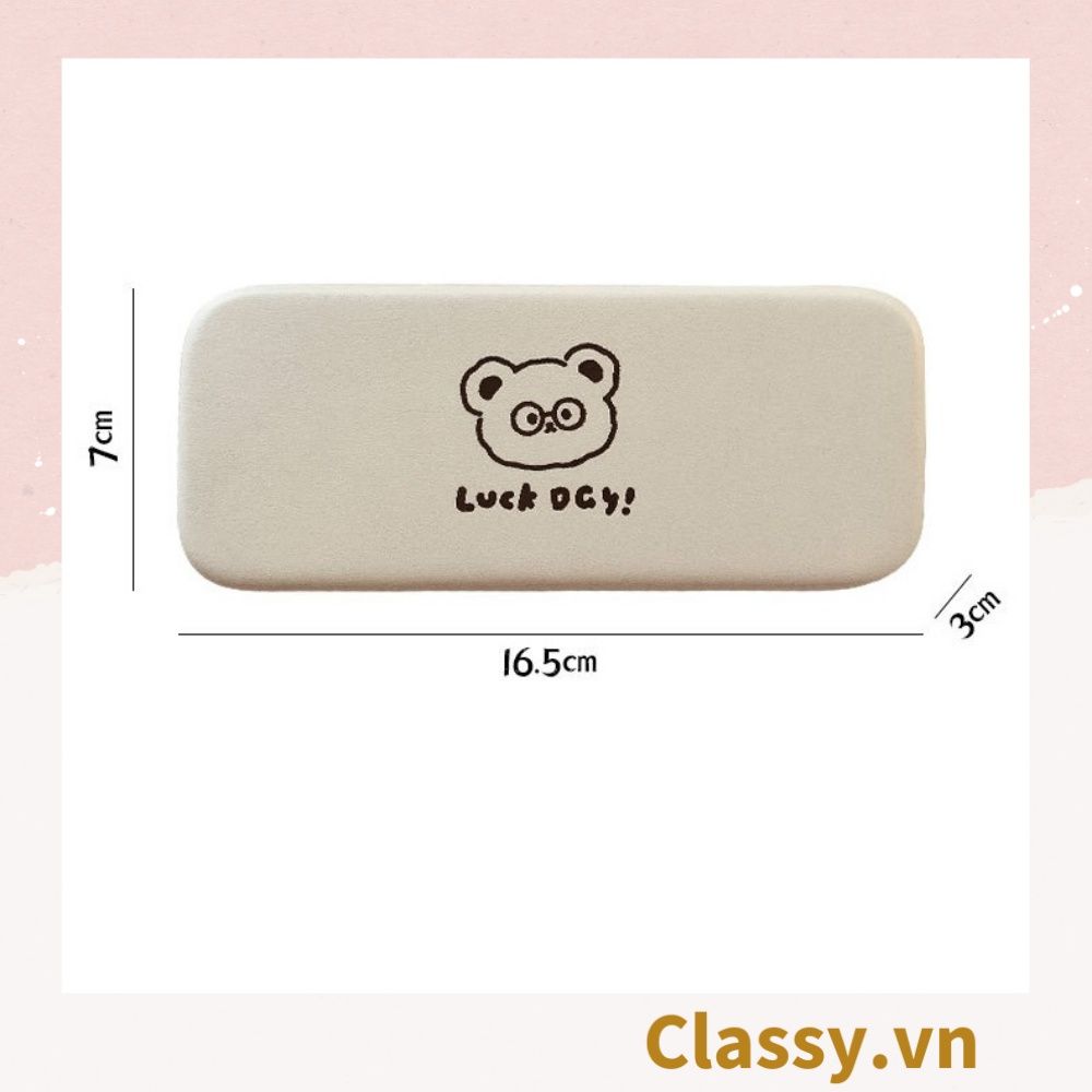  [GIAO HÀNG 7-25 NGÀY]  Classy Hộp đựng mắt kính màu kem, chống sốc, chống trầy xướt PK1568 