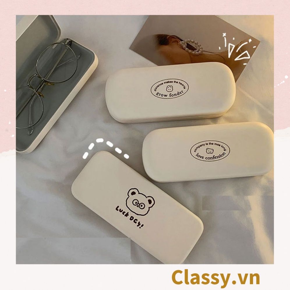  [GIAO HÀNG 7-25 NGÀY]  Classy Hộp đựng mắt kính màu kem, chống sốc, chống trầy xướt PK1568 