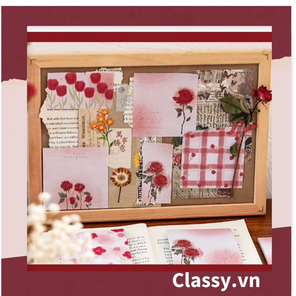  Classy Giấy ghi chú, giấy note họa tiết hoa phong cách hàn quốc PK1569 