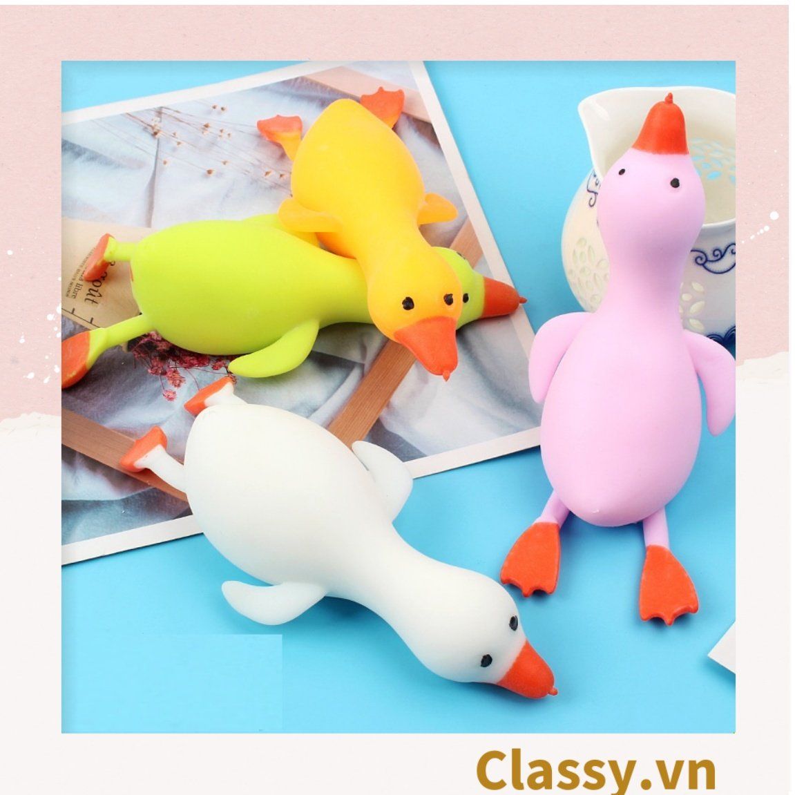  [GIAO HÀNG 7-25 NGÀY]  Classy Ngỗng đồ chơi dẻo kéo dãn, giải trí, giảm stress PK1574 