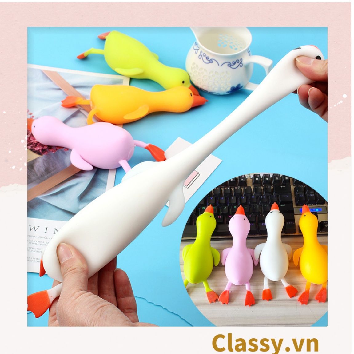  [GIAO HÀNG 7-25 NGÀY]  Classy Ngỗng đồ chơi dẻo kéo dãn, giải trí, giảm stress PK1574 