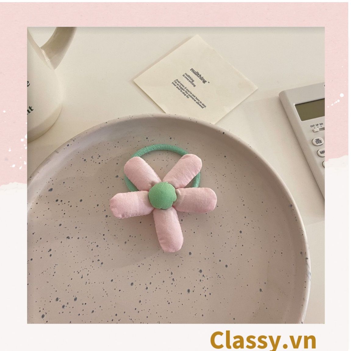  [GIAO HÀNG 7-9803 NGÀY]  Classy Dây cột tóc hình bông hoa năm cánh bằng vải nhiều màu, phụ kiện tóc PK1577 