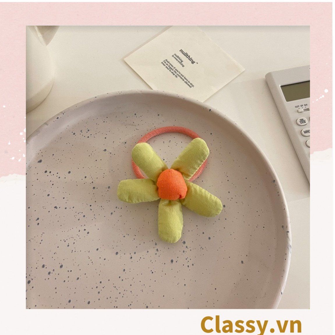  [GIAO HÀNG 7-9803 NGÀY]  Classy Dây cột tóc hình bông hoa năm cánh bằng vải nhiều màu, phụ kiện tóc PK1577 