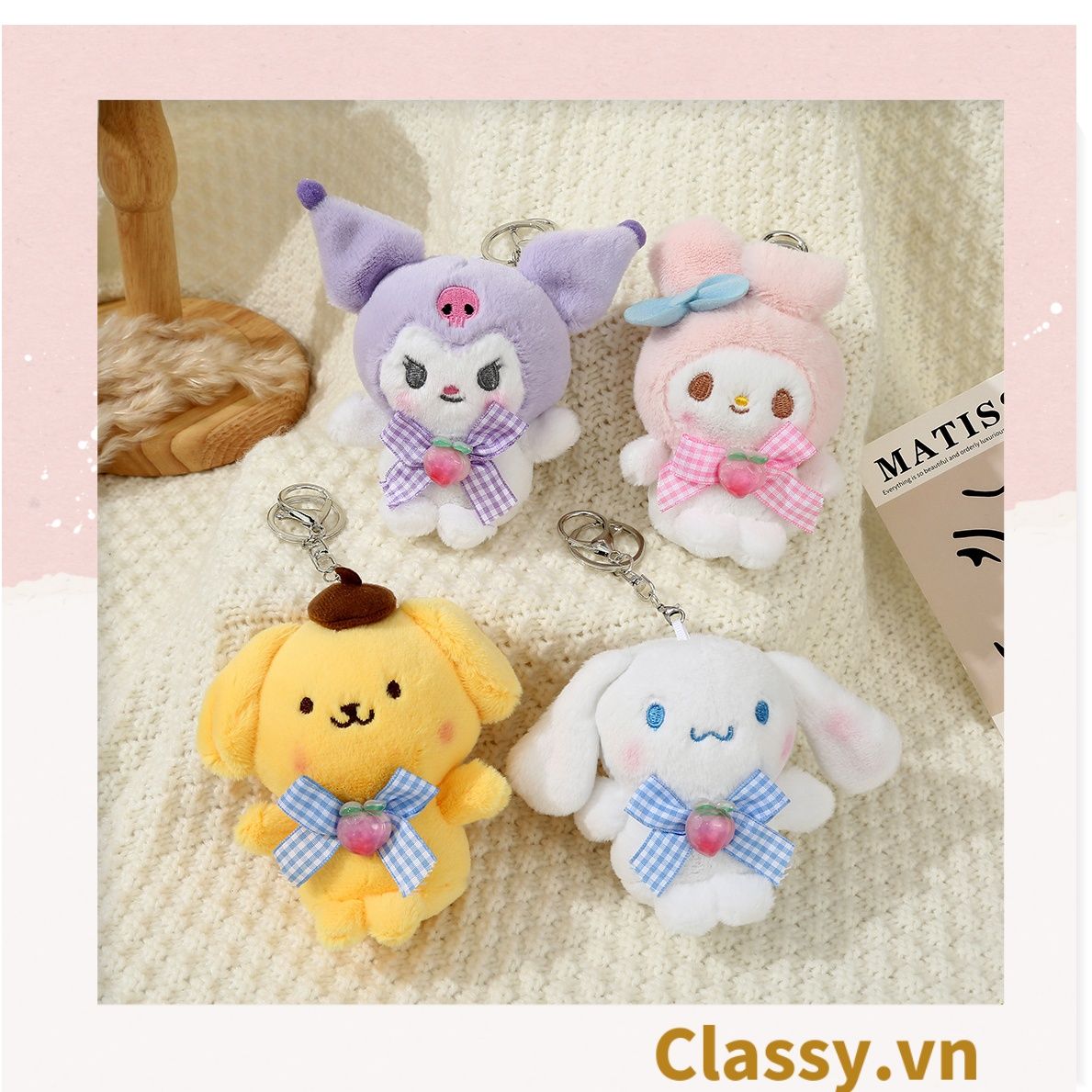  [GIAO HÀNG 7-25 NGÀY]  Classy Móc khóa hình hoạt hình cún nhồi bông, móc khóa điện thoại, balo, ví PK1581 