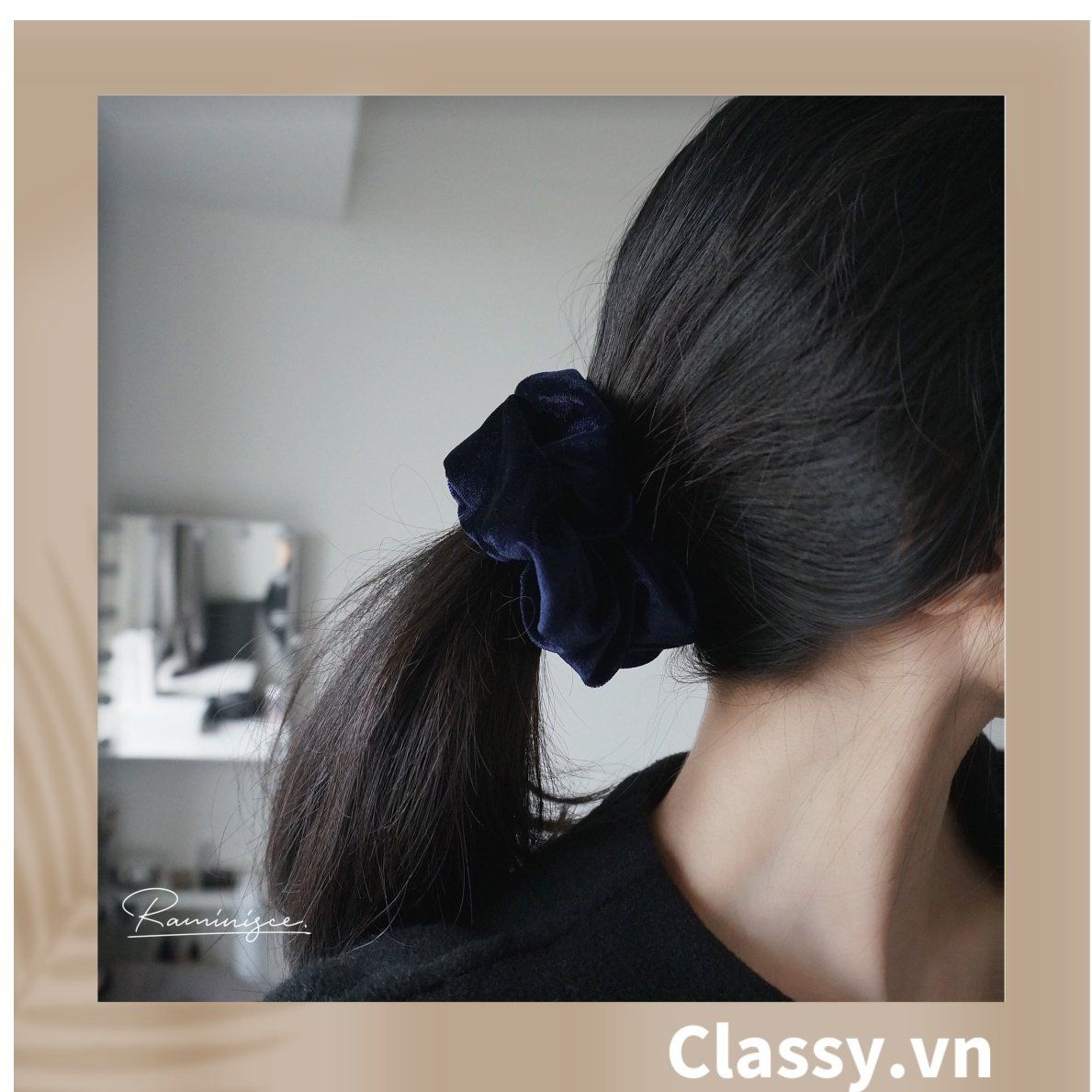  Classy Scrunchies, dây cột tóc vải nhung mịn màng, phong cách hàn quốc PK1588 