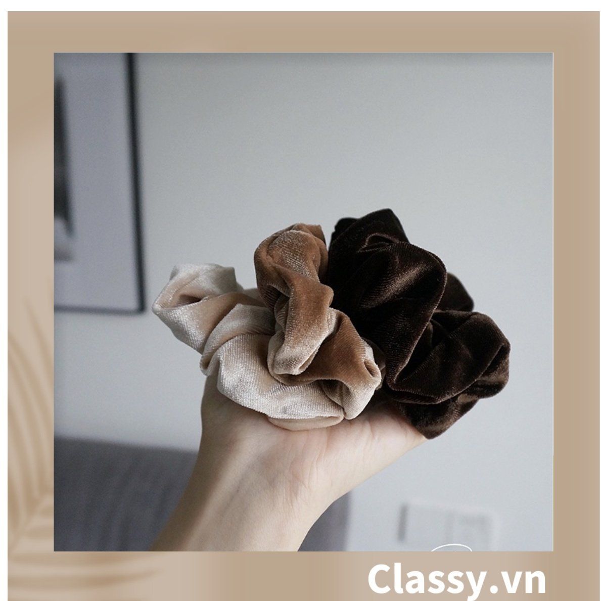  [GIAO HÀNG 7-25 NGÀY]  Classy Scrunchies, dây cột tóc vải nhung mịn màng, phong cách hàn quốc PK1588 