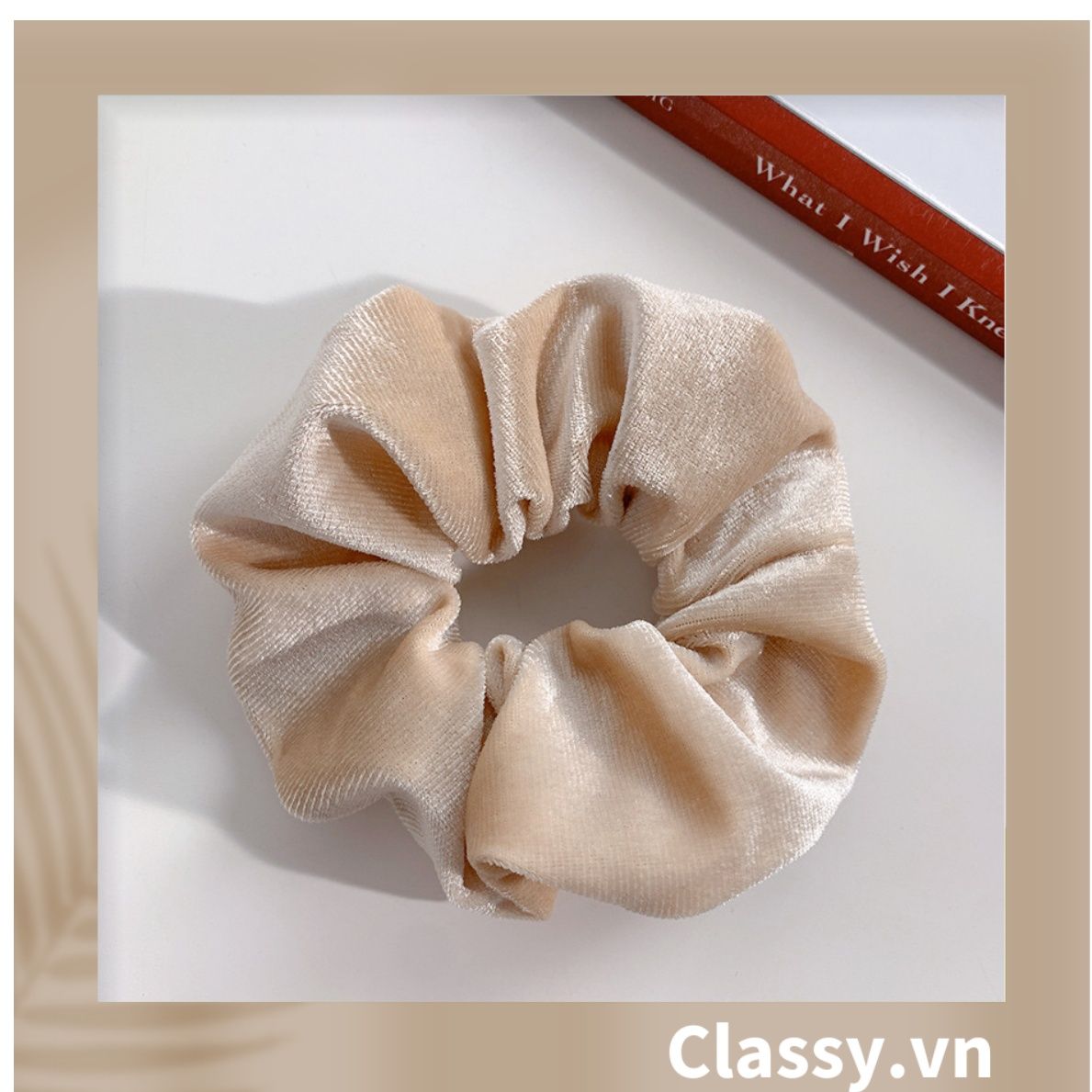  Classy Scrunchies, dây cột tóc vải nhung mịn màng, phong cách hàn quốc PK1588 