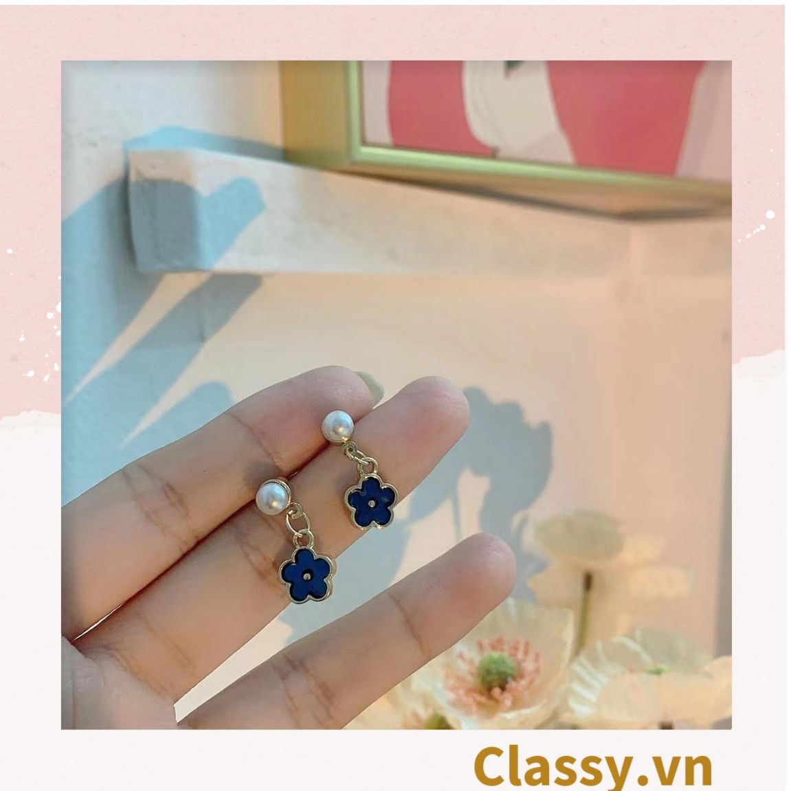  Classy Khuyên tai hoa độc đáo dễ thương PK1603 