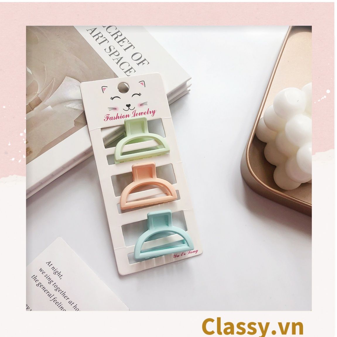  Classy Set 3 kẹp càng cua, kẹp tóc cỡ nhỏ nhiều kiểu dáng PK1610 