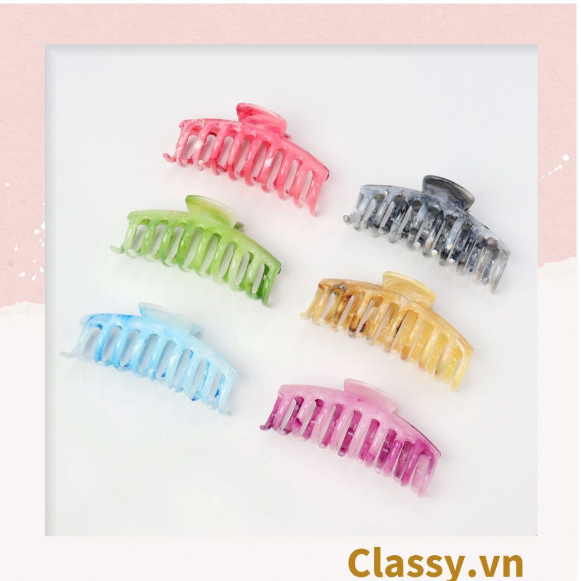  Classy Kẹp càng cua, kẹp tóc cỡ lớn, màu cẩm thạch PK1612 