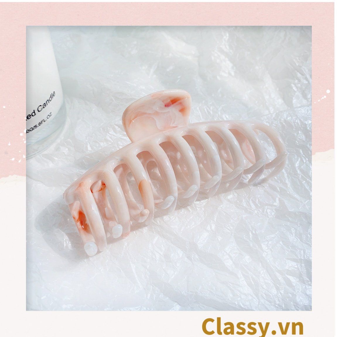  Classy Kẹp càng cua, kẹp tóc cỡ lớn, màu cẩm thạch PK1612 