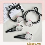  Classy Kẹp tóc mái họa tiết dễ thương, màu trắng đen PK1621 