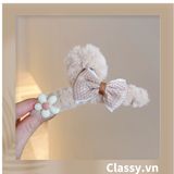  Classy Kẹp càng cua đính nơ, đính hoa màu be sang trọng PK1626 