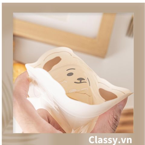  01 Túi zip họa tiết chú gấu hoạt hình, túi trong suốt tiện lợi PK1633 