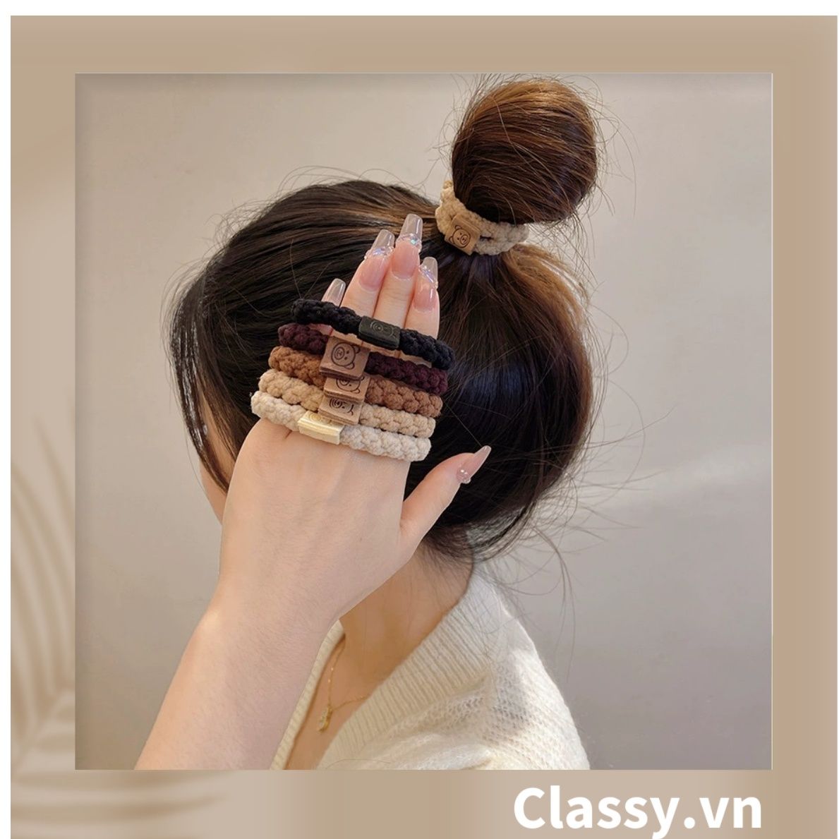  [GIAO HÀNG 7-25 NGÀY]  Classy Dây cột tóc dạng xoắn siêu êm, nhiều màu, không lo gãy rụng tóc PK1634 