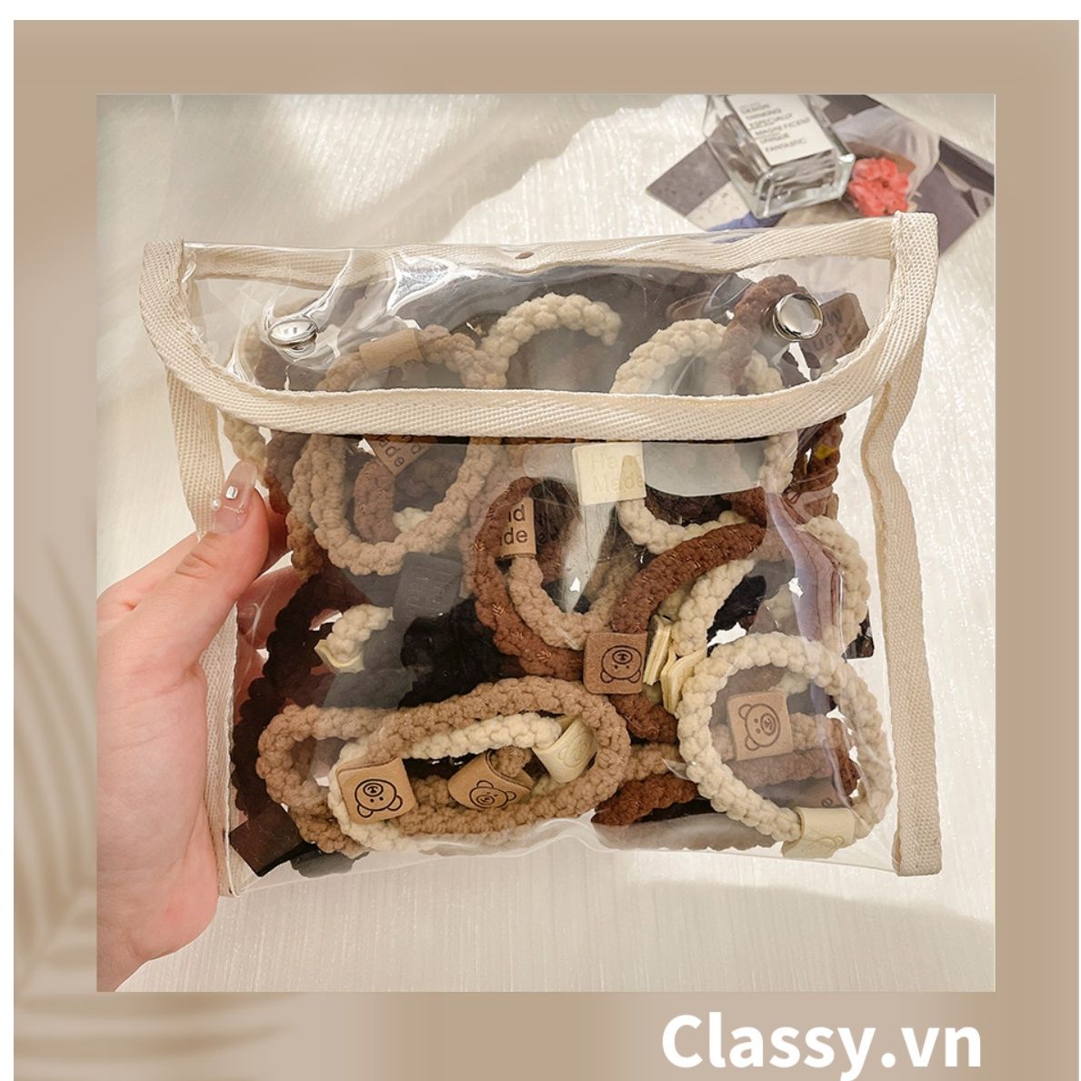  [GIAO HÀNG 7-25 NGÀY]  Classy Dây cột tóc dạng xoắn siêu êm, nhiều màu, không lo gãy rụng tóc PK1634 