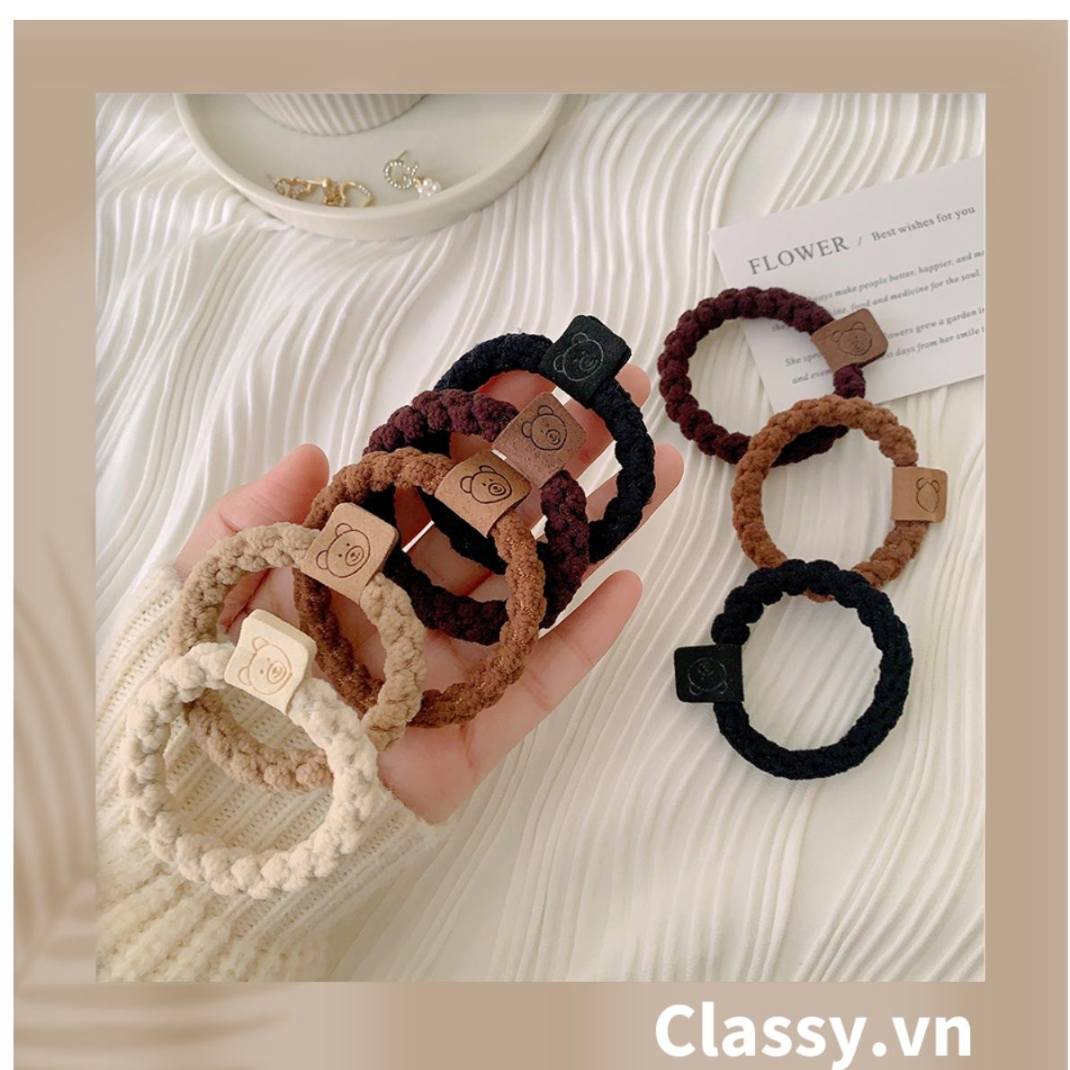  [GIAO HÀNG 7-25 NGÀY]  Classy Dây cột tóc dạng xoắn siêu êm, nhiều màu, không lo gãy rụng tóc PK1634 