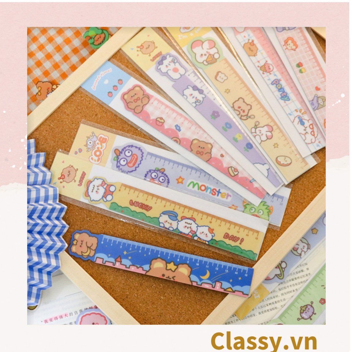  [GIAO HÀNG 7-25 NGÀY]  Thước kẻ hoạt hình dài 19 CM, có thể dùng làm thước kẻ, đánh dấu trang sách họa tiết trái cây hỗn hợp PK1645 