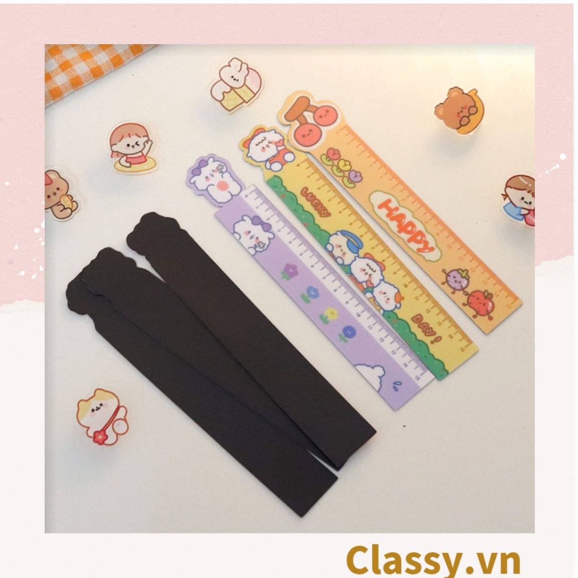  [GIAO HÀNG 7-25 NGÀY]  Thước kẻ hoạt hình dài 19 CM, có thể dùng làm thước kẻ, đánh dấu trang sách họa tiết trái cây hỗn hợp PK1645 