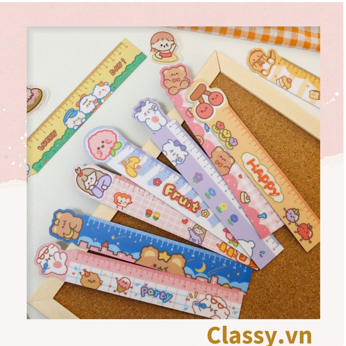  [GIAO HÀNG 7-25 NGÀY]  Thước kẻ hoạt hình dài 19 CM, có thể dùng làm thước kẻ, đánh dấu trang sách họa tiết trái cây hỗn hợp PK1645 
