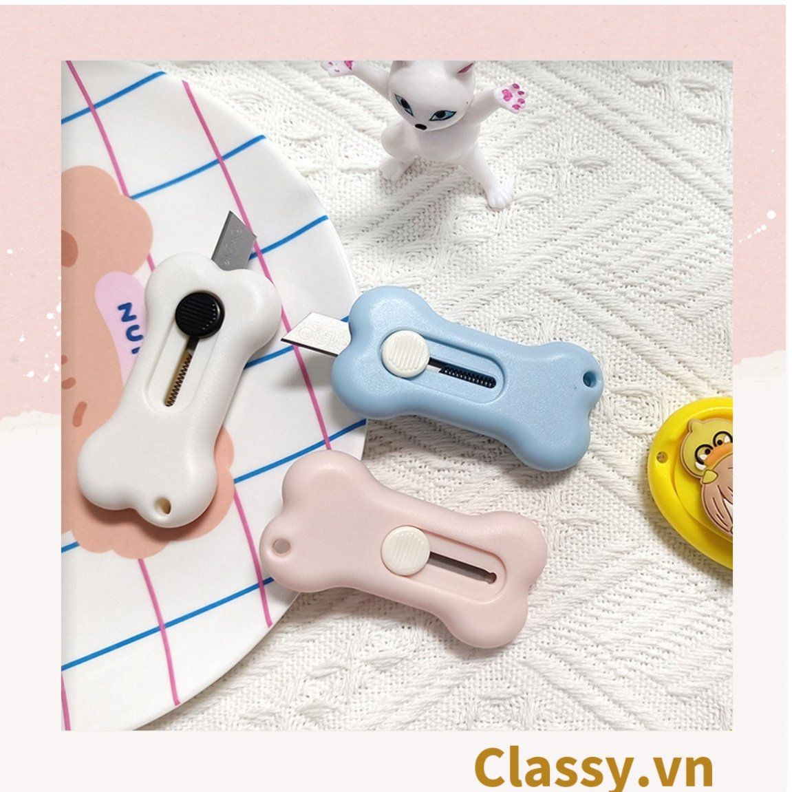  [GIAO HÀNG 7-25 NGÀY] Dao rọc giấy mini hình cục xương cute ngộ nghĩnh, 3 màu cơ bản PK1646 