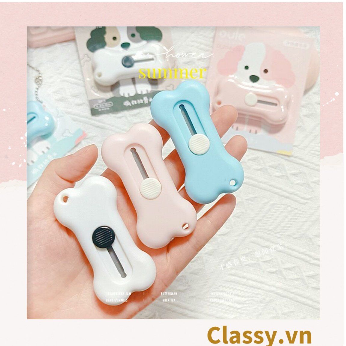  [GIAO HÀNG 7-25 NGÀY] Dao rọc giấy mini hình cục xương cute ngộ nghĩnh, 3 màu cơ bản PK1646 