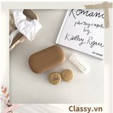 Hộp đựng kính áp tròng màu gỗ kèm gương 1 khay đựng lens, có gương soi giả gỗ rất sang trọng PK1658 