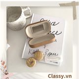  Classy Hộp đựng kính áp tròng màu gỗ kèm gương 1 khay đựng lens, có gương soi giả gỗ rất sang trọng PK1658 