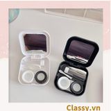  Hộp đựng kính áp tròng 2 màu đen trắng đính hạt bling bling, họa tiết trái tim PK1670 | Hộp đựng kính áp tròng 