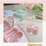  [GIAO HÀNG 7-25 NGÀY]  Classy Hộp đựng kính áp tròng tông màu pastel nhẹ nhàng, họa tiết trái tim PK1673 | Hộp đựng kính áp tròng 