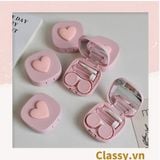  [GIAO HÀNG 7-25 NGÀY]  Classy Hộp đựng kính áp tròng tông màu pastel nhẹ nhàng, họa tiết trái tim PK1673 | Hộp đựng kính áp tròng 