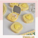  [GIAO HÀNG 7-25 NGÀY]  Classy Hộp đựng kính áp tròng tông màu pastel nhẹ nhàng, họa tiết trái tim PK1673 | Hộp đựng kính áp tròng 