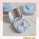 [GIAO HÀNG 7-25 NGÀY]  Classy Hộp đựng kính áp tròng tông màu pastel nhẹ nhàng, họa tiết trái tim PK1673 | Hộp đựng kính áp tròng 