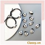  Dây cột tóc hoặc kẹp tóc hình Gấu Panda màu đen lông trắng Hoa Hoa PK1675 