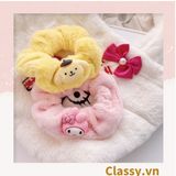  Dây cột tóc scrunchies bằng bằng lông, đính họa tiết hoạt hình cún, gấu giao ngẫu nhiên mix hàn quốc dành cho nữ PK1676 