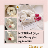  Dây cột tóc scrunchies bằng bằng lông, đính họa tiết hoạt hình cún, gấu giao ngẫu nhiên mix hàn quốc dành cho nữ PK1676 