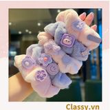  Dây cột tóc scrunchies bằng bằng lông, đính họa tiết hoạt hình cún, gấu giao ngẫu nhiên mix hàn quốc dành cho nữ PK1676 