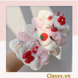  Dây cột tóc scrunchies bằng bằng lông, đính họa tiết hoạt hình cún, gấu giao ngẫu nhiên mix hàn quốc dành cho nữ PK1676 