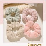 [GIAO HÀNG 7-25 NGÀY]  Dây cột tóc scrunchies bằng đính lông nhiều màu pastel nhã nhặn thanh lịch PK1678 