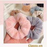  Dây cột tóc scrunchies bằng đính lông nhiều màu pastel nhã nhặn thanh lịch PK1678 