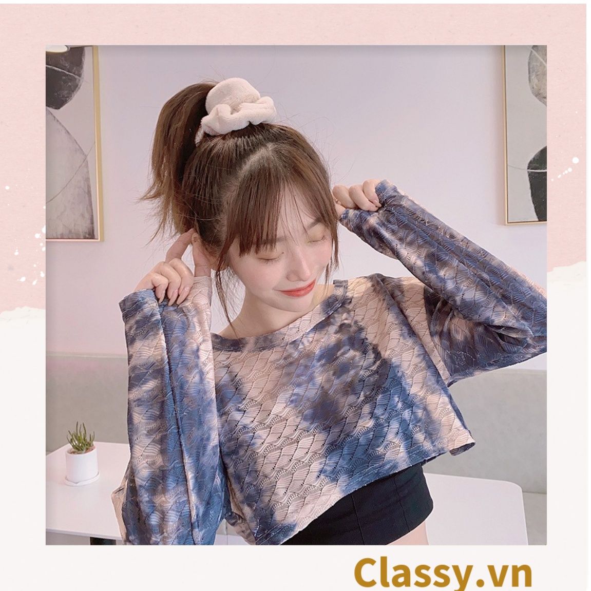 [GIAO HÀNG 7-25 NGÀY]  Dây cột tóc scrunchies bằng đính lông nhiều màu pastel nhã nhặn thanh lịch PK1678 