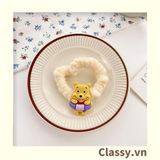  Classy Dây Thun dây Cột Tóc bọc vải satin phi bóng Họa Tiết gấu Pooh Dễ Thương Dành Cho Nữ PK1679 