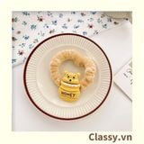  Classy Dây Thun dây Cột Tóc bọc vải satin phi bóng Họa Tiết gấu Pooh Dễ Thương Dành Cho Nữ PK1679 