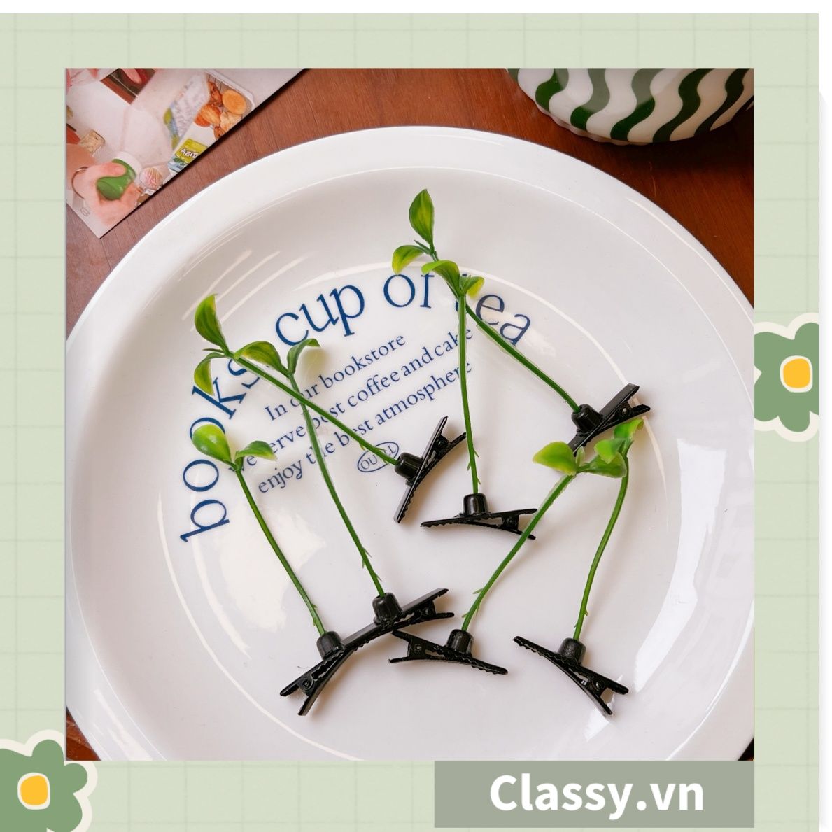  [GIAO HÀNG 7-25 NGÀY]  Classy Kẹp tóc tinh nghịch hình mầm đậu xanh đơn giản tinh nghịch dùng để tặng bạn bè, làm đồ chơi hot tiktok PK1680 