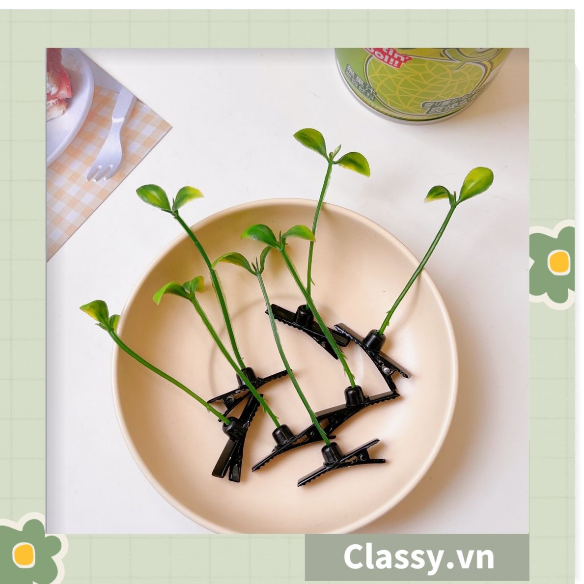  [GIAO HÀNG 7-25 NGÀY]  Classy Kẹp tóc tinh nghịch hình mầm đậu xanh đơn giản tinh nghịch dùng để tặng bạn bè, làm đồ chơi hot tiktok PK1680 